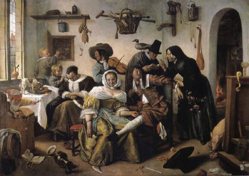 Jan Steen Topsy-turvy world oil painting image